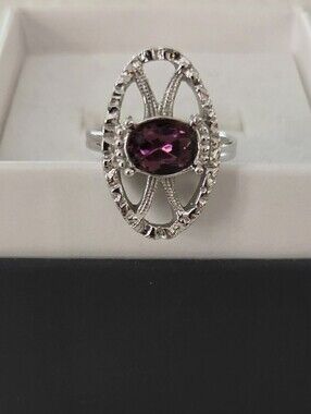 Vintage 1974 Sarah Coventry Mystique Ring - Retro Faux Amethyst Statement